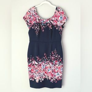 Adrianna Papell - Navy Floral Structured Dress -12